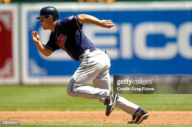 Casey Blake of the Cleveland Indians bats against the Baltimore Orioles on May 7, 2007 at Oriole Park at Camden Yards in Baltimore, Maryland. The...