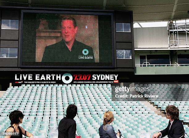 Musicians Missy Higgins, Rob Hirst,Toni Collette and Neil Finn attend the press conference to announce the final line up for the Live Earth Concert...