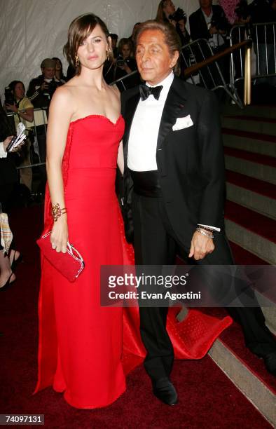 Actress Jennifer Garner and designer Valentino Garavani attend the Metropolitan Museum of Art Costume Institute Benefit Gala "Poiret: King Of...