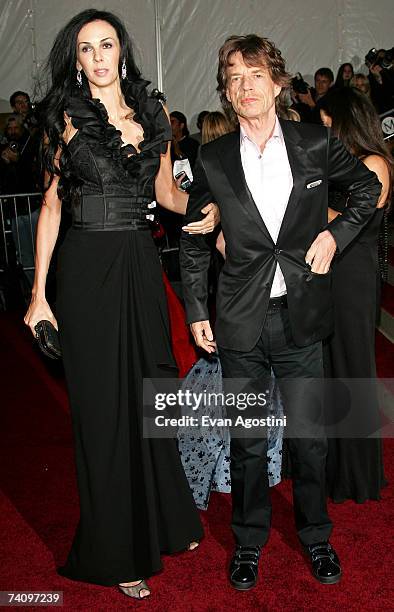 Designer L'Wren Scott and musician Mick Jagger attend the Metropolitan Museum of Art Costume Institute Benefit Gala "Poiret: King Of Fashion" at the...