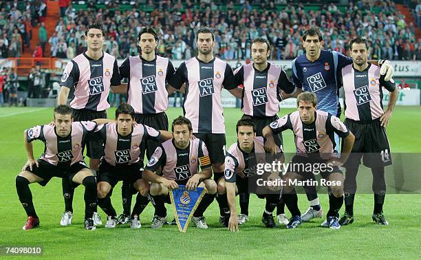 Espanyol team group for the UEFA Cup semi-final, 2nd leg match between Werder Bremen and Espanyol at the Weser stadium on May 3, 2007 in Bremen,...