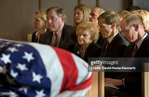 Former First Lady Betty Ford and her children, Susan Ford Bales, Jack Ford, Mike Ford, and Steve Ford at Grace Episcopla Church for Gerald Ford's...