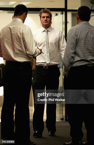 Blues and All Black rugby player Ali Williams arrives to address the media during a press conference held at the Crowne Plaza May 9, 2007 in...