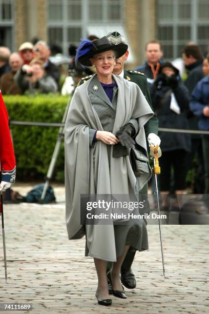 Queen Margrethe II of Denmark arrives at Toldbodgade Harbour on May 9, 2007 in Copenhagen, Denmark. King Carl XVI Gustaf of Sweden, Queen Silvia of...