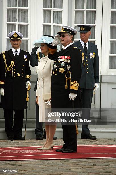 Prince Henrik of Denmark and Queen Silvia of Sweden arrive at Toldbodgade Harbour on May 9, 2007 in Copenhagen, Denmark. King Carl XVI Gustaf of...