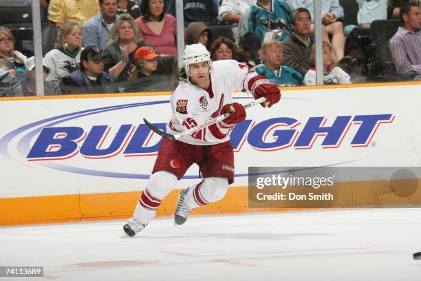 Mike Zigomanis of the Phoenix Coyotes skates against the San Jose Sharks on March 30, 2007 at the HP Pavilion in San Jose, California. The Sharks won...