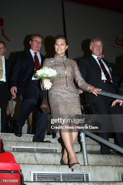Princess Victoria of Sweden visits the Sports Centre at Bronby in Copenhagen, Denmark on May 9, 2007. King Carl XVI Gustaf, Queen Silvia and Crown...