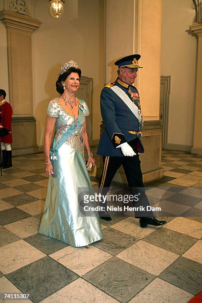 Queen Silvia of Sweden and Prince Consort Henrik of Denmark attend a gala event at the Christiansborg Palace on May 9, 2007 in Copenhagen, Denmark....