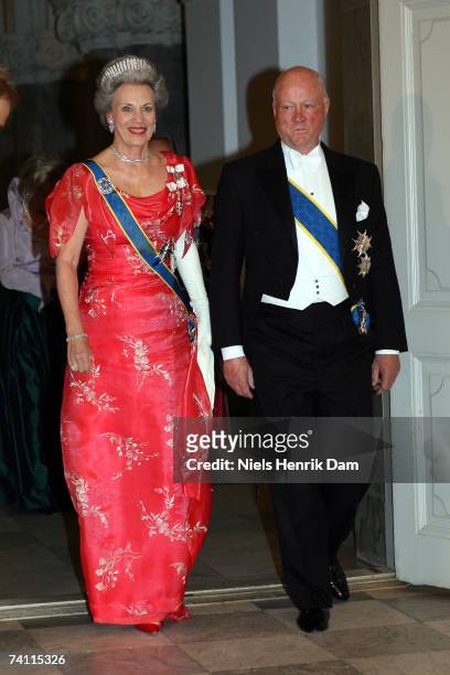 Princess Benedikte and Prince Richard zuSayn-Wittgenstein-Berleburg of Denmark attend a gala event at the Christiansborg Palace on May 9, 2007 in...