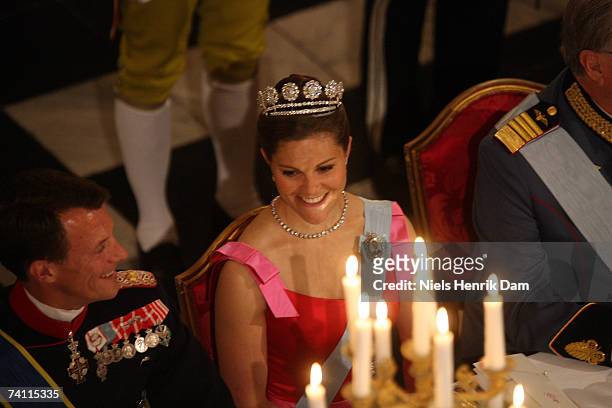 Crown Princess Victoria of Sweden attends a gala event at the Christiansborg Palace on May 9, 2007 in Copenhagen, Denmark. King Carl XVI Gustaf,...