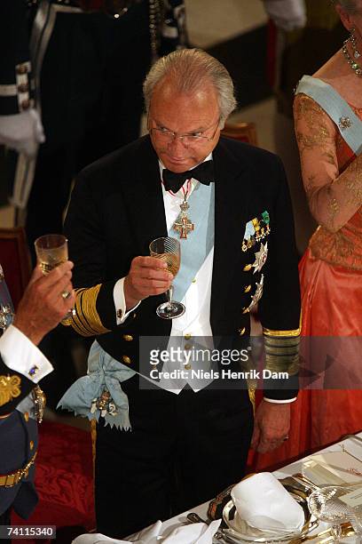 King Carl XVI Gustaf of Sweden attends a gala event at the Christiansborg Palace on May 9, 2007 in Copenhagen, Denmark. King Carl XVI Gustaf, Queen...