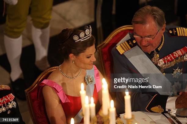 Crown Princess Victoria of Sweden attends a gala event at the Christiansborg Palace on May 9, 2007 in Copenhagen, Denmark. King Carl XVI Gustaf,...
