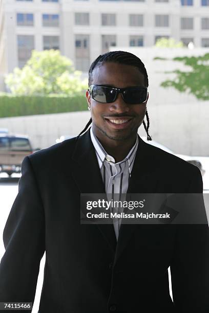Dee Brown of the Utah Jazz arrives for Game 2 of the Western Conference Semifinals against the Golden State Warriors during the 2007 NBA Playoffs at...