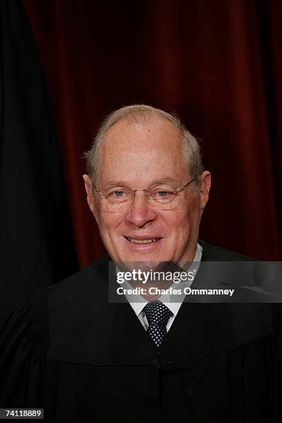 Associate Justice Anthony M. Kennedy pose for photographers at the U.S. Supreme Court October 31, 2005 in Washington DC. Earlier in the day U.S....