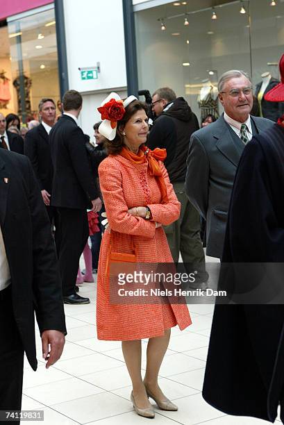 Queen Silvia of Sweden and HRH Prince Consort Prince Henrik visit Field's, Scandinavia's largest shopping centre on May 10, 2007 in Copenhagen,...