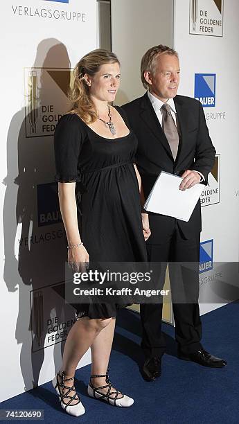 Johannes B. Kerner and his wife Britta Becker-Kerner attend the Goldene Feder Awards at the Deichtorhalle on May 10, 2007 in Hamburg, Germany.