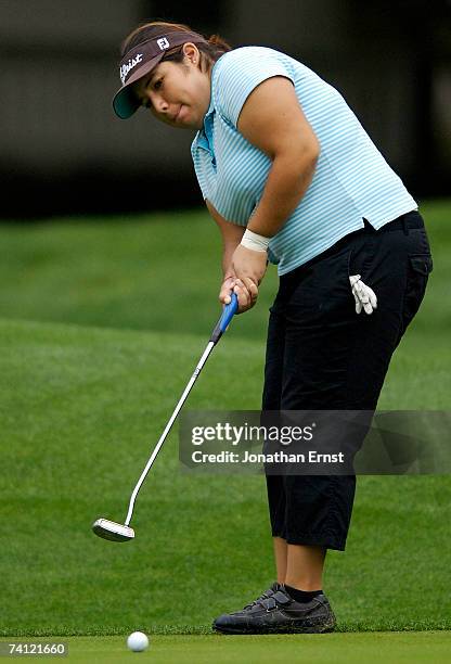 Christie Cano hits a putt on the 2nd green in Round 1 of the LPGA Michelob Ultra Open at Kingsmill on May 10 in Williamsburg, Virginia.