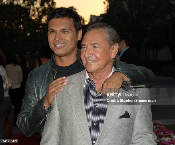 Actors Adam Beach and August Schellenberg attend the Los Angeles premiere of HBO's "Bury My Heart At Wounded Knee" at Paramount Pictures Studio on...