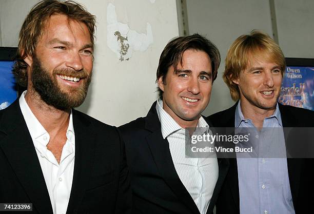 : Director Andrew Wilson and his brothers, actors Luke and Owen Wilson attend the premiere of the ThinkFilm movie "The Wendell Baker Story" on May...