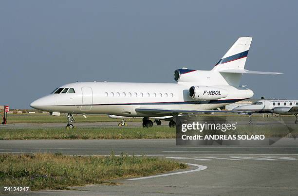 The Falcon 900 EX luxury jet with the tail marking F-HBOL owned by Vincent Bollore, a French billionaire businessman, is pictured in Malta...