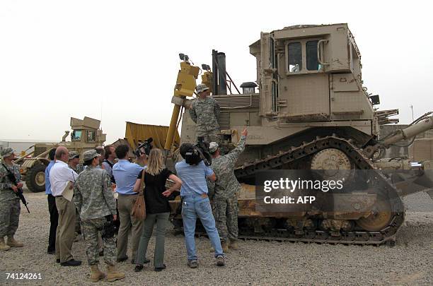 Picture taken 10 May 2007 in the US base Camp Speicher near Tikrit in Iraq shows "Natasha" a D9 armoured bulldozer, a 135,600-pound colossus that...