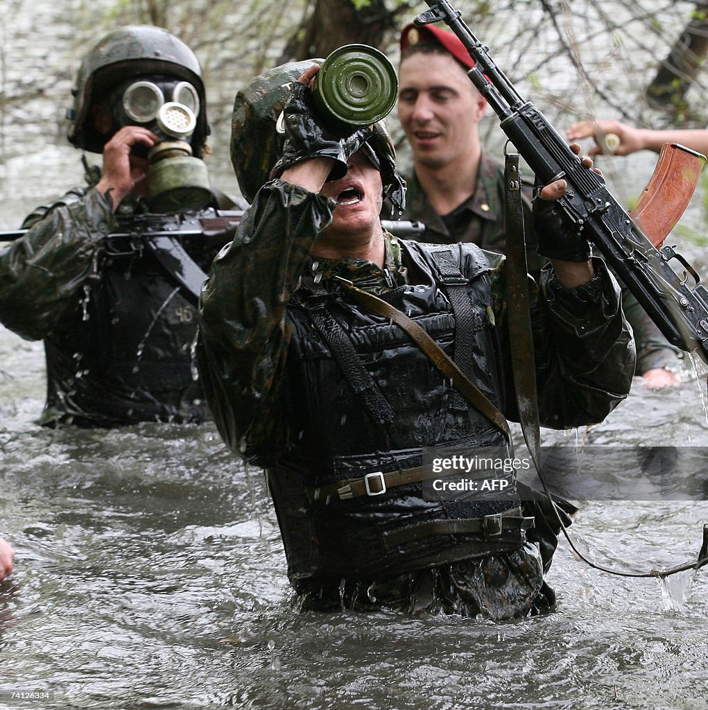 A 'Yermak' anti-terror unit soldier (C)...