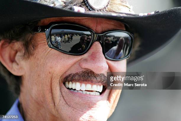 Former NASCAR Champion Richard Petty looks on during practice for the NASCAR Nextel Cup Series Dodge Avenger 500 on May 11, 2007 at Darlington...