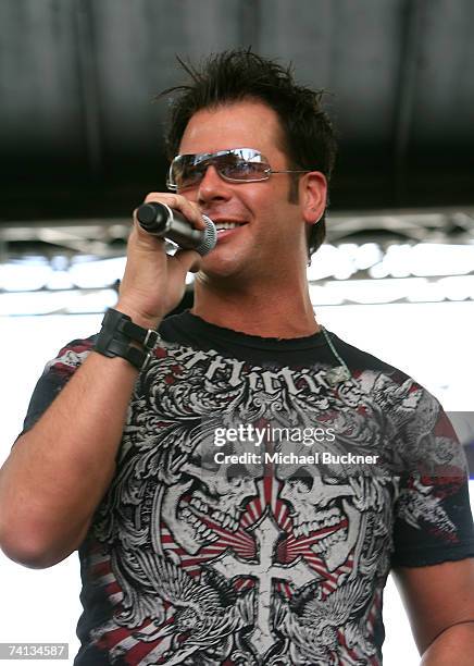 Musician Chris "Abby" Abbondanza of the band "PovertyNeck Hillbillies" performs onstage during day one of the Academy of Country Music All Star...