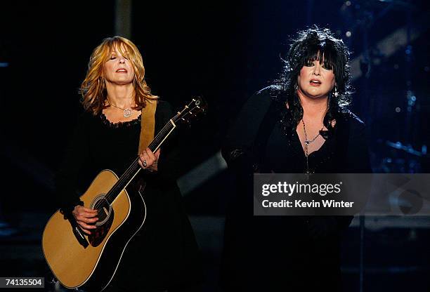 Musicians Nancy Wilson and Ann Wilson from the band Heart perform onstage during the 2nd annual VH1 Rock Honors held at the Mandalay Bay Events...