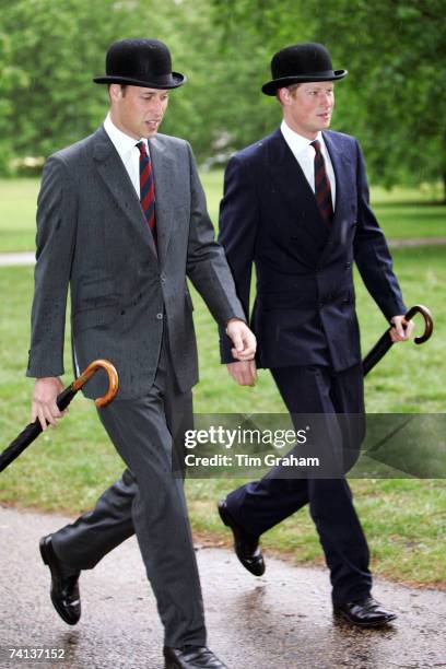 Prince William and Prince Harry attend the Cavalry Old Comrades Association Annual Parade in Hyde Park on May 13, 2007 in London, England. This is...