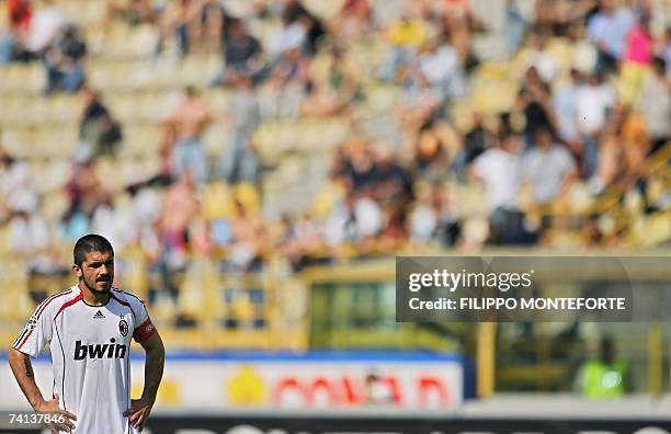 Milan's midfielder Gennaro Gattuso looks on during Italian serie A football match against Catania at neutral ground of Bologna's Renato Dall'Ara...