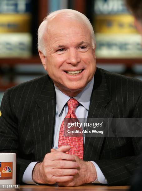 Republican U.S. Presidential hopeful Sen. John McCain speaks during a taping of "Meet the Press" at the NBC Studios May 13, 2007 in Washington, DC....