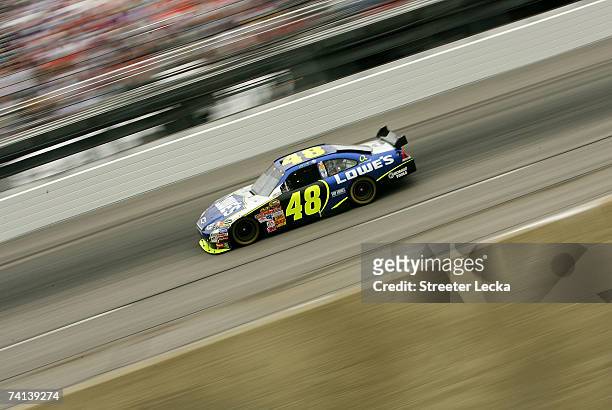 Jimmie Johnson, driver of the Lowe's Chevrolet, drives during the NASCAR Nextel Cup Series Dodge Avenger 500 on May 13, 2007 at Darlington Raceway in...