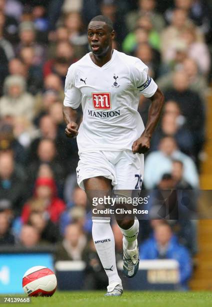 Ledley King of Tottenham runs with the ball during the Barclays Premiership match between Tottenham Hotspur and Manchester City at White Hart Lane on...