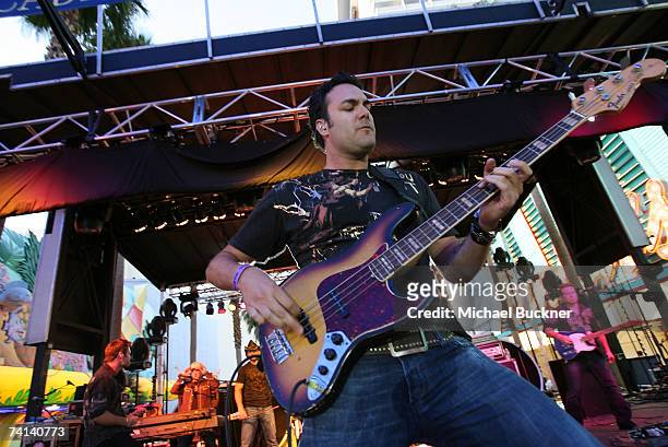 Musician Patrick Bourque from the band "Emerson Drive" performs onstage during day two of the Academy of Country Music All Star Concert at the...
