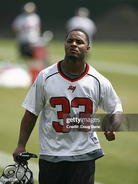 Running back Kenneth Darby of the Tampa Bay Buccaneers works out during rookie camp at One Buccaneer Place on May 5, 2007 in Tampa, Florida.