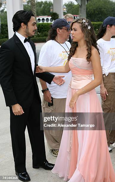 Shalim Ortiz and sister Sharina Ortiz arrive for Charytin Goyco's dream wedding at Walt Disney World at the Grand Floridian wedding pavilion on May...