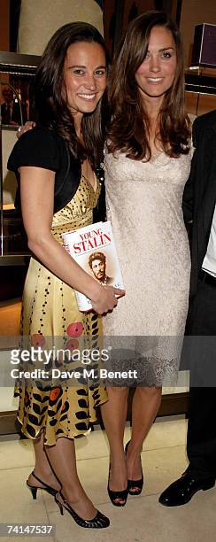 Pippa and Kate Middleton attend the book launch party of The Young Stalin: The Adventurous Early Life Of The Dictator 1878-1917 by Simon Sebag...