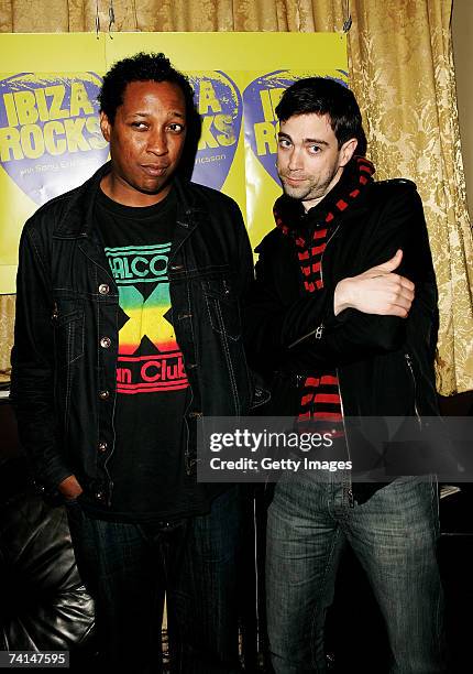 Lemonheads drummer Devon Ashley and Jeremy Radway arrive at the Ibiza Rocks with Sony Ericsson launch party at The Lock Tavern, Camden on May 14,...