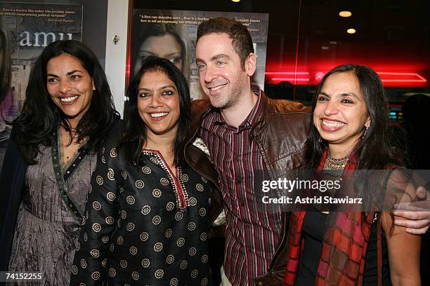 Sarita Chaudhry, Mira Nair, Joshua Green and Shonali Bose attends the US premiere of "Amu" held at the Cinema Village on May 14, 2007 in New York...