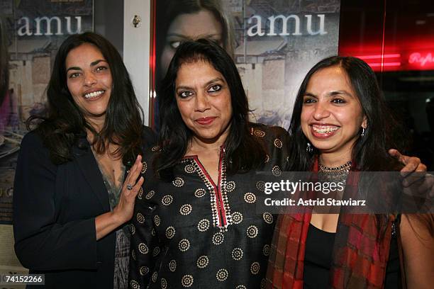 Sarita Chaudhry, Mira Nair and Shonali Bose attends the US premiere of "Amu" held at the Cinema Village on May 14, 2007 in New York City.