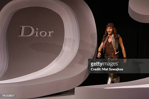 Designer John Galliano walks the runway at the end of the Dior 2008 Cruise collection fashion show on May 14, 2007 in New York City.