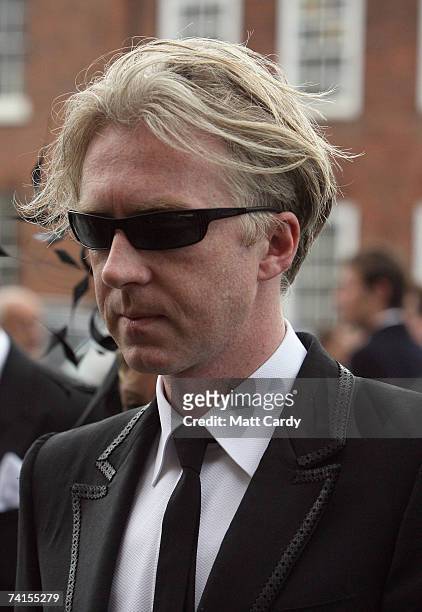Designer Philip Treacy arrives at the funeral service for fashion stylist Isabella Blow, at Gloucester Cathedral on May 15 2007 in Gloucester,...