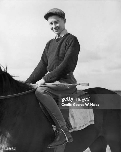 Year-old English jockey Lester Piggott on Treize de Sept at George Beeby's stables at Compton, Berkshire, 24th March 1952.