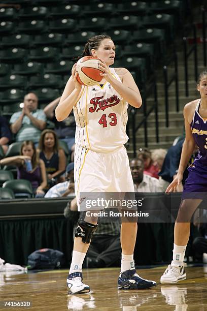 Head coach Brian Winters of the Indiana Fever gestures from the sideline during the WNBA preseason game against the Los Angeles Sparks on May 10,...