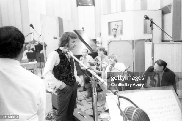 Music producer Phil Spector with his session musicians dubbed the "Wrecking Crew" creating his trademark "Wall of Sound" in 1965 at Gold Star Studios...