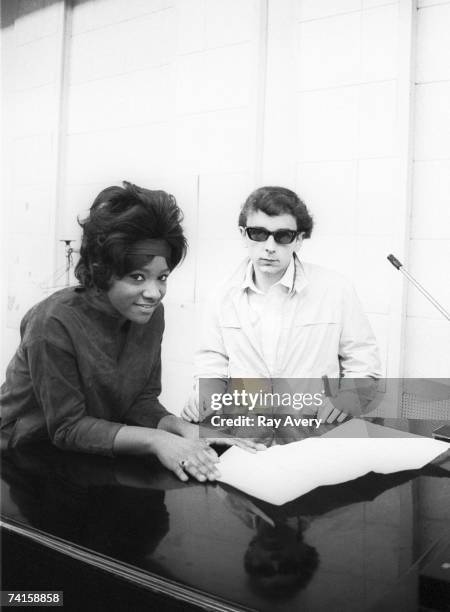 Music producer Phil Spector with Lala Brooks in 1964 at Gold Star Studios in Los Angeles, California.