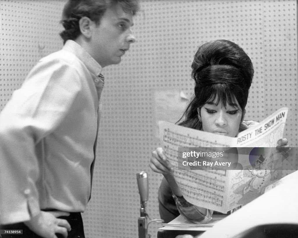 Ronnie Spector Of The Vocal Trio The Ronettes With Phil Spector While ronnie-spector-of-the-vocal-trio-the-ronettes-with-phil-spector-while