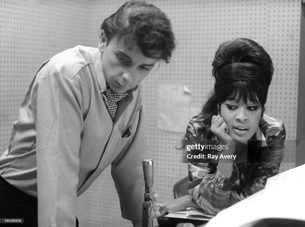 Ronnie Spector Of The Vocal Trio The Ronettes With Phil Spector While ronnie-spector-of-the-vocal-trio-the-ronettes-with-phil-spector-while