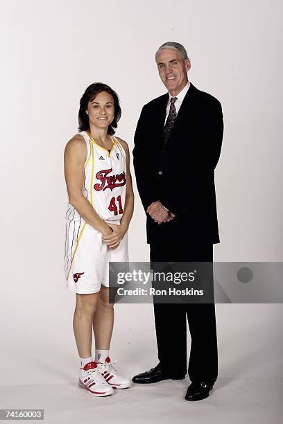 Tully Bevilaqua and head coach Brian Winters of the Indiana Fever pose for a portrait during the Fever Media Day on May 11, 2007 at Conseco...